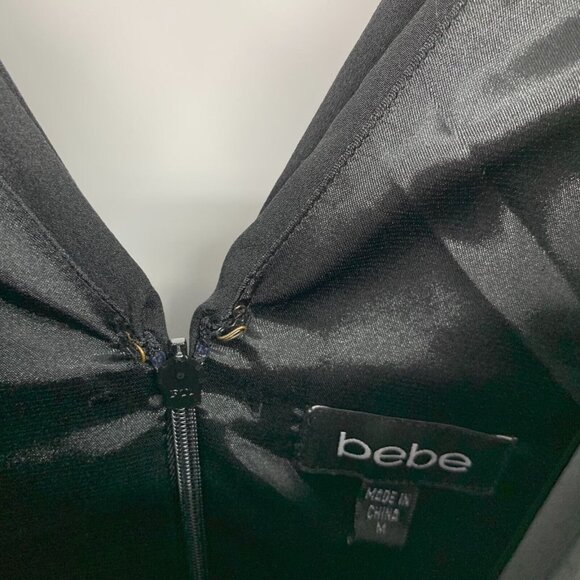 Bebe Jumpsuit Black Pleated V Neck Sleeveless Wide Leg - Picture 5 of 9